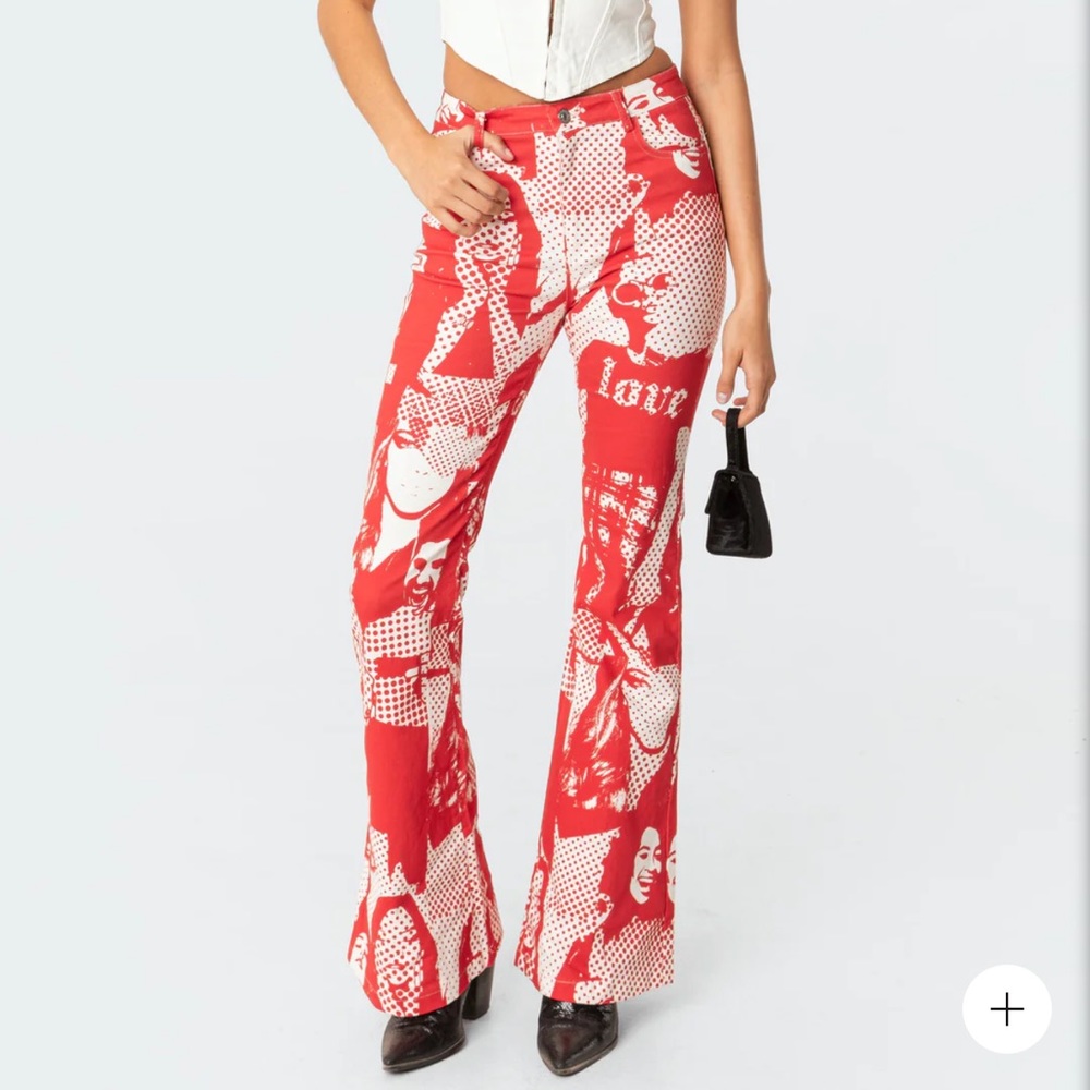 Edikted Andy printed flare pants.